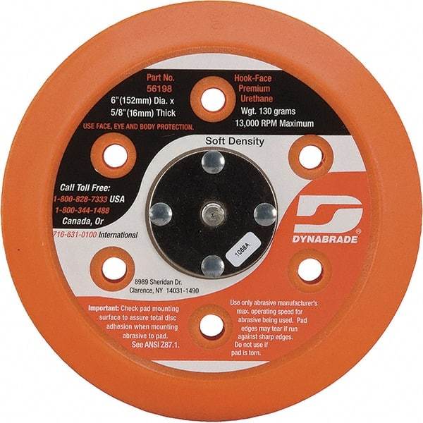Dynabrade - 6" Diam Disc Backing Vacuum Replacement Pad - Soft Density, 13,000 RPM - Apex Tool & Supply