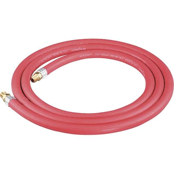 Dynabrade - 3/8" ID x 11/16" OD 8' Long Hose - Male/Male Ends, 90 Working psi, 1/4" Fitting, Red - Apex Tool & Supply