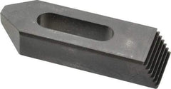 Jergens - 1/2" Stud, Low Carbon Steel, Plain Strap Clamp - 1-1/4" Travel, 4" OAL x 1-1/4" Wide x 3/4" High, Black Oxide Finish, Tapered Nose - Apex Tool & Supply