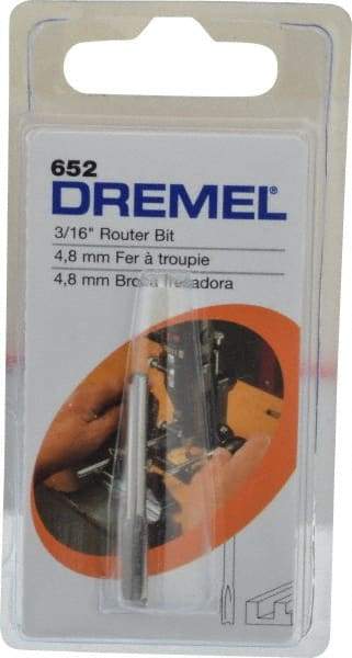 Dremel - 3/16" Diam, 1/8" Shank Diam, Straight Router Bit - 1-13/64" Overall Length, High Speed Steel - Apex Tool & Supply