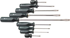 SK - 9 Piece Phillips & Slotted Screwdriver Set - Bit Sizes: Philips #0 to #2 - Apex Tool & Supply