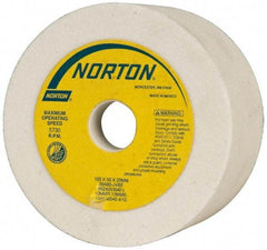 Norton - 4" Diam, 20mm Hole Size, 2" Overall Thickness, 80 Grit, Type 6 Tool & Cutter Grinding Wheel - Medium Grade, Aluminum Oxide, J Hardness, Vitrified Bond, 5,730 RPM - Apex Tool & Supply
