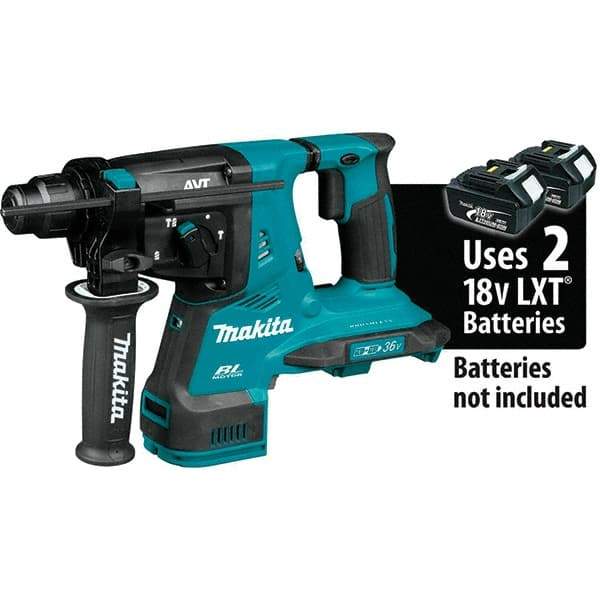 Makita - 36 Volt 1-1/8" SDS Plus Chuck Cordless Rotary Hammer - 5000 BPM, 0 to 980 RPM, Reversible - Apex Tool & Supply
