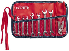 Proto - 9 Piece, 13/16" x 15/64" to 3/8" x 11/32", Ignition Wrench Set - Inch Measurement Standard, Chrome Finish, Comes in Vinyl Pouch - Apex Tool & Supply