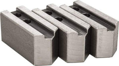 H & R Manufacturing - 1.5mm x 60° Serrated Attachment, Square Soft Lathe Chuck Jaw - 3 Jaws, Steel, 0.787" Btw Mount Hole Ctrs, 3-1/8" Long x 1-1/4" Wide x 1-1/2" High, 0.472" Groove, 10mm Fastener - Apex Tool & Supply