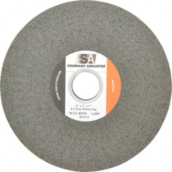 Standard Abrasives - 6" Diam, 1" Face Width, 1" Center Hole, Fine Grade, Silicon Carbide Deburring Wheel - Convolute, Medium Density 8 Grade, 6,000 RPM - Apex Tool & Supply