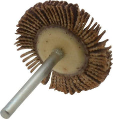 Merit Abrasives - 1-3/16" Diam x 1/8" Face Width, Medium Aluminum Oxide Coated Mounted Flap Wheel - 1/8" Shank Mount, 80 Grit, Cloth Backing, 30,000 Max RPM - Apex Tool & Supply