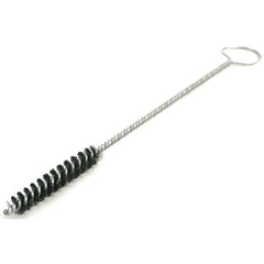 Brush Research Mfg. - 1-5/8" Diam Helical Nylon Tube Brush - Single Spiral, 0.022" Filament Diam, 3-1/2" Brush Length, 18" OAL, 0.245" Diam Galvanized Steel Shank - Apex Tool & Supply