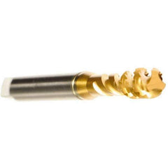 Emuge - 5/16-18 UNC 3 Flute 2B Bottoming Spiral Flute Tap - Cobalt, TiN Finish, 2-23/32" OAL, Right Hand Flute, Right Hand Thread, Series Enorm - Apex Tool & Supply