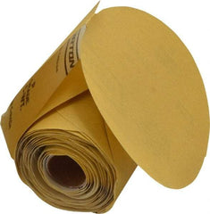 Norton - 5" Diam, 320 Grit Aluminum Oxide Adhesive PSA Disc - Very Fine Grade, Gold, C Weighted Backing, Flexible - Apex Tool & Supply