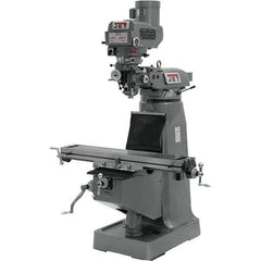 Jet - 9" Table Width x 49" Table Length, Variable Speed Pulley Control, 3 Phase Knee Milling Machine - R8 Spindle Taper, 3 hp - Apex Tool & Supply