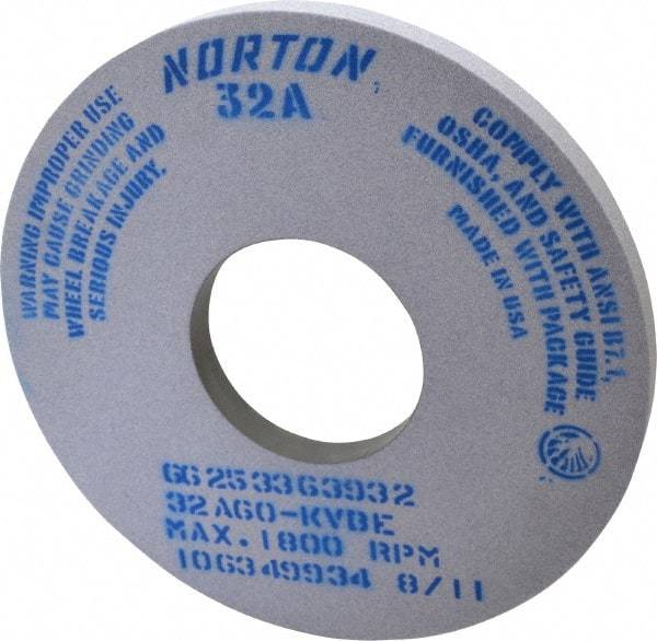 Norton - 14" Diam x 5" Hole x 1" Thick, K Hardness, 60 Grit Surface Grinding Wheel - Aluminum Oxide, Type 1, Medium Grade, 1,800 Max RPM, Vitrified Bond, No Recess - Apex Tool & Supply