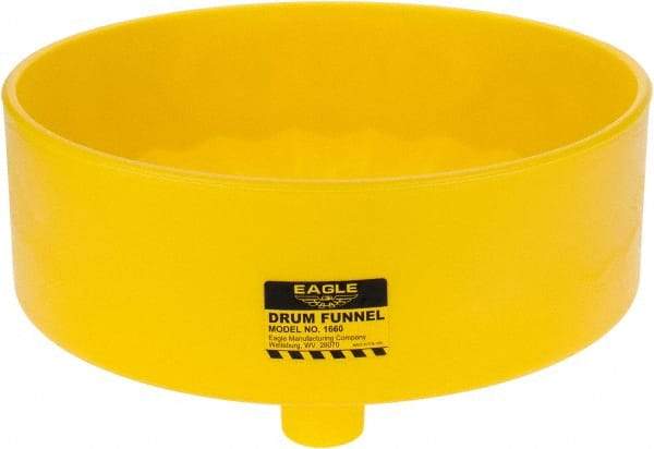 Eagle - 7" High x 18" Diam, Polyethylene, Drum Funnel - 30 to 55 Gal Drum/Pail Capacity - Apex Tool & Supply