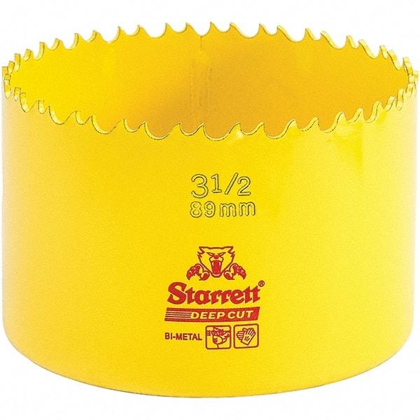 Starrett - 3-1/2" Diam, 2" Cutting Depth, Hole Saw - High Speed Steel Saw, Toothed Edge - Apex Tool & Supply