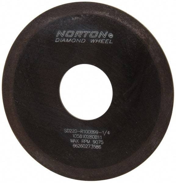 Norton - 4" Diam x 1-1/4" Hole x 1/16" Thick, 220 Grit Surface Grinding Wheel - Diamond, Type 1A1, Very Fine Grade, Resinoid Bond - Apex Tool & Supply
