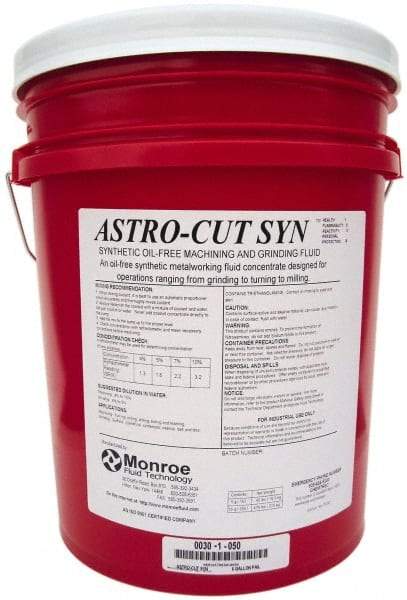 Monroe Fluid Technology - Astro-Cut SYN, 5 Gal Pail Cutting & Grinding Fluid - Synthetic, For Drilling, Machining, Milling, Turning - Apex Tool & Supply