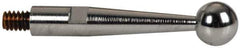 TESA Brown & Sharpe - 3mm Ball Diam, Steel, Ball Test Indicator Contact Point - 1/2" Contact Point Length, Use with Brown & Sharpe BesTest 599 Series - Apex Tool & Supply