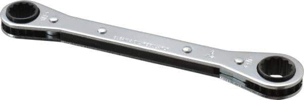Proto - 1/2" x 9/16" 12 Point Ratcheting Box Wrench - Double End, 1-5/8" Head Diam x 1/2" Head Thickness, 6-3/4" OAL, Steel, Chrome Finish - Apex Tool & Supply