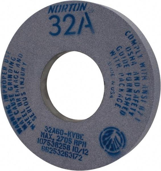 Norton - 12" Diam x 5" Hole x 1-1/2" Thick, K Hardness, 60 Grit Surface Grinding Wheel - Aluminum Oxide, Type 5, Medium Grade, 2,705 Max RPM, Vitrified Bond, One-Side Recess - Apex Tool & Supply
