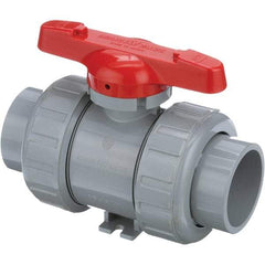 Asahi/America - 4" Pipe, Standard Port, CPVC True Union Design Ball Valve - Inline - Two Way Flow, Socket Ends, Tee Handle, 150 WOG - Apex Tool & Supply