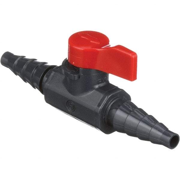 Asahi/America - 1/4" Pipe, Full Port, PVC Ball Valve - 1 Piece, Hose x Hose Ends, Tee Handle, 150 WOG - Apex Tool & Supply