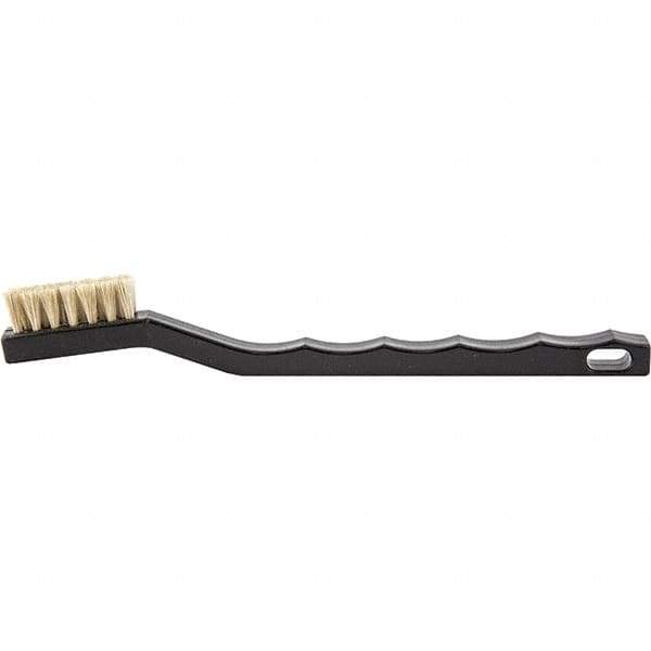 Brush Research Mfg. - 2 Rows x 7 Columns Hair Scratch Brush - 1/2" Brush Length, 7-1/4" OAL, 1/2 Trim Length, Plastic Curved Back Handle - Apex Tool & Supply