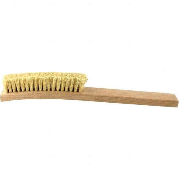 Brush Research Mfg. - 4 Rows x 18 Columns Tampico Scratch Brush - 5-3/4" Brush Length, 13-3/4" OAL, 1 Trim Length, Wood Curved Back Handle - Apex Tool & Supply