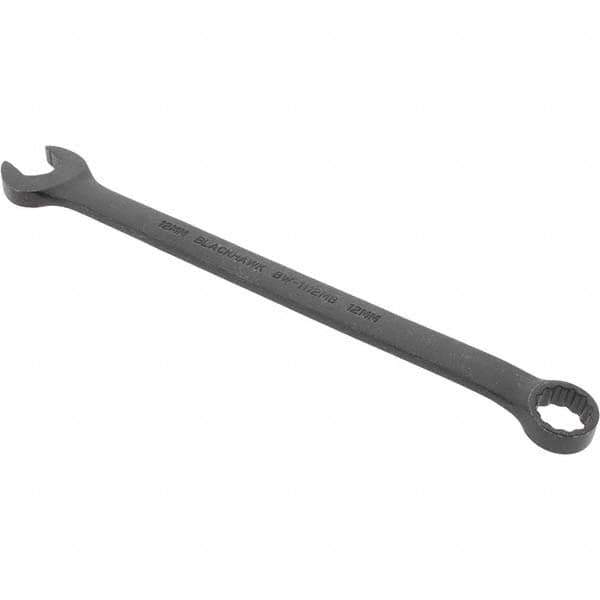 Blackhawk by Proto - 12mm 12 Point Offset Combination Wrench - 15° Offset Angle, 7-18/25" OAL, Steel, Black Finish - Apex Tool & Supply