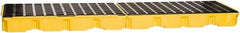 Eagle - 66 Gal Sump, 8,000 Lb Capacity, 4 Drum, Polyethylene Platform - 26-1/4" Long x 103-1/2" Wide x 6-3/4" High, Yellow, Low Profile, Vertical, Inline Drum Configuration - Apex Tool & Supply