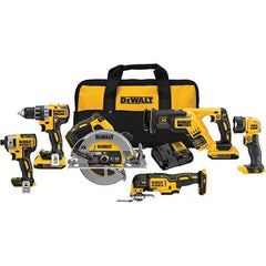 DeWALT - Cordless Tool Combination Kits Voltage: 20 Tools: Compact Drill/Driver; 1/4" Impact Driver; 7-1/4" Circular Saw; Compact Reciprocating Saw; Oscillating Multi-Tool; LED Light - Apex Tool & Supply