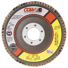 Camel Grinding Wheels - 80 Grit, 7" Disc Diam, 5/8-11 Center Hole, Type 29 Zirconia Alumina Flap Disc - 8,600 Max RPM, Poly Cotton Backing, Arbor Attaching System, Coated - Apex Tool & Supply