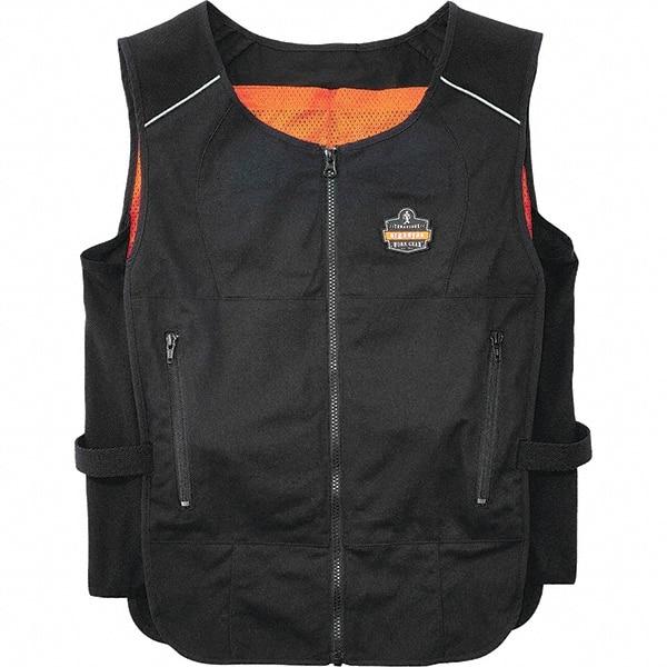 Ergodyne - Size S/M, Black Cooling Vest - 32 to 40" Chest, Zipper, Poly-Cotton - Apex Tool & Supply