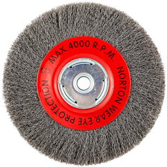 Norton - 8" OD, 5/8" Arbor Hole, Crimped Carbon Wheel Brush - Apex Tool & Supply