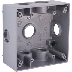 Hubbell-Raco - 4-1/2 x 4-1/2 x 2-1/4" Aluminum Square Weather Resistant Outlet Box - Apex Tool & Supply