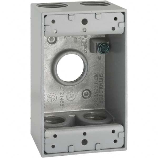 Hubbell-Raco - 4.57 x 2.816 x 2.148" Aluminum Rectangular Weather Resistant Outlet Box - Apex Tool & Supply