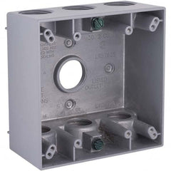 Hubbell-Raco - 4-1/2 x 4-1/2 x 2-1/4" Aluminum Square Weather Resistant Outlet Box - Apex Tool & Supply