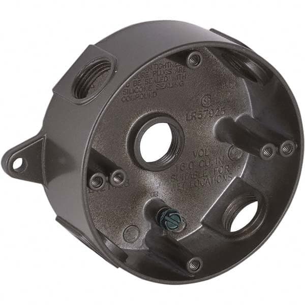 Hubbell-Raco - 5-1/4 x 4.203 x 1-5/8" Aluminum Round Weather Resistant Outlet Box - Apex Tool & Supply