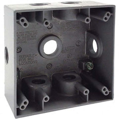 Hubbell-Raco - 4-1/2 x 4-1/2 x 2-1/4" Aluminum Square Weather Resistant Outlet Box - Apex Tool & Supply