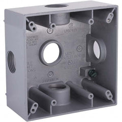 Hubbell-Raco - 4-1/2 x 4-1/2 x 2-1/4" Aluminum Square Weather Resistant Outlet Box - Apex Tool & Supply