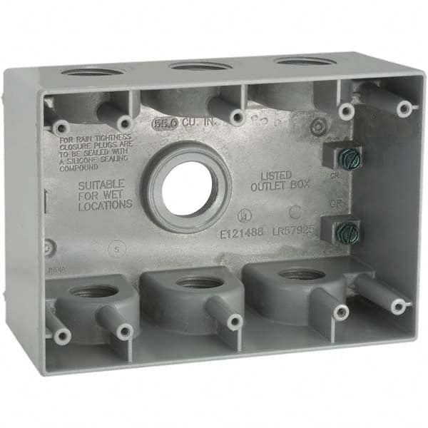 Hubbell-Raco - 4-1/2 x 6-3/8 x 2.781" Aluminum Rectangular Weather Resistant Outlet Box - Apex Tool & Supply