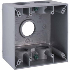 Hubbell-Raco - 4-1/2 x 4-1/2 x 2-5/8" Aluminum Square Weather Resistant Outlet Box - Apex Tool & Supply