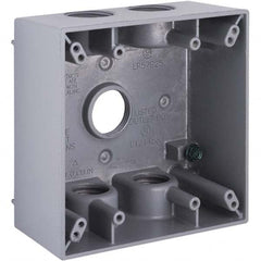 Hubbell-Raco - 4-1/2 x 4-1/2 x 2-1/4" Aluminum Square Weather Resistant Outlet Box - Apex Tool & Supply