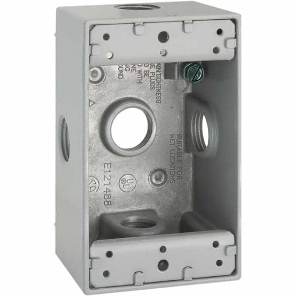 Hubbell-Raco - 4.57 x 2.816 x 2.148" Aluminum Rectangular Weather Resistant Outlet Box - Apex Tool & Supply