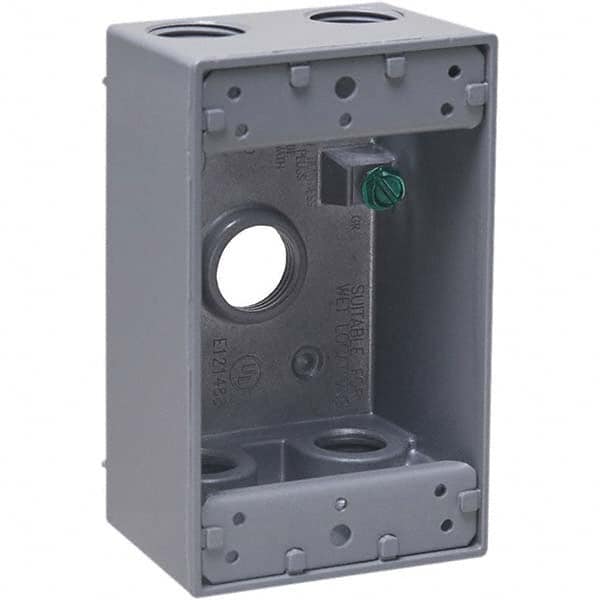 Hubbell-Raco - 4.57 x 2.816 x 2.148" Aluminum Rectangular Weather Resistant Outlet Box - Apex Tool & Supply