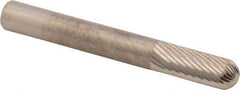 M.A. Ford - 1/4" Cut Diam, 1/4" Shank Diam, Cylinder with Radius Head Double Cut Burr - Carbide, Radius End, 5/8" LOC, 2" OAL - Apex Tool & Supply
