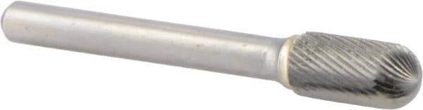 M.A. Ford - 3/8" Cut Diam, 1/4" Shank Diam, Cylinder with Radius Head Double Cut Burr - Carbide, Radius End, 3/4" LOC, 2-3/4" OAL - Apex Tool & Supply