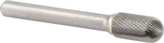 M.A. Ford - 3/8" Cut Diam, 1/4" Shank Diam, Cylinder with Radius Head Double Cut Burr - Carbide, Radius End, 3/4" LOC, 2-3/4" OAL - Apex Tool & Supply