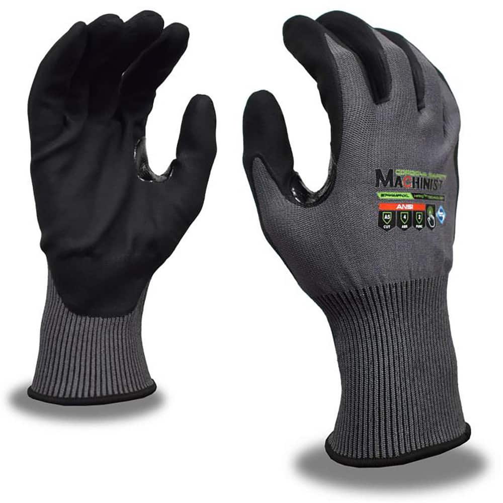 Puncture-Resistant Gloves:  Size  Large,  ANSI Cut  A5,  ANSI Puncture  3,  Micro-Foam Nitrile,   ™HPPG ™ High Performance Polyethylene Graphene Gray & Black,  Palm & Fingertips Coated,  Engineered Yarn Lined,  High Performance Polyethylene Graphene (HPPG