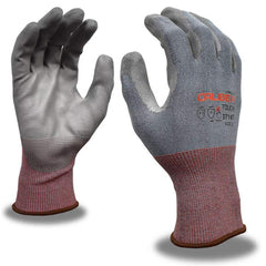 Puncture-Resistant Gloves:  Size  Medium,  ANSI Cut  A4,  ANSI Puncture  0,  Polyurethane,   ™HPPG ™ High Performance Polyethylene Graphene Light Blue & Gray,  Palm & Fingertips Coated,  Engineered Yarn Lined,  High Performance Polyethylene Graphene (HPPG