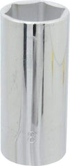 Proto - 1-1/8", 1/2" Drive, Deep Hand Socket - 6 Points, 3-1/4" OAL, Chrome Finish - Apex Tool & Supply
